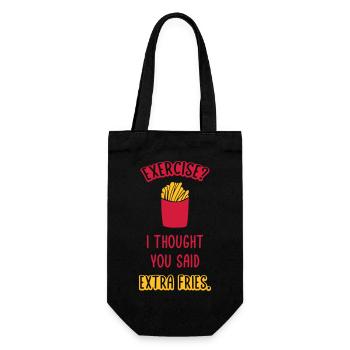 Exercise Extra Fries Quote - Gift Bag for Bottles - black - Front
