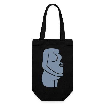 Pregnant woman holds belly - Gift Bag for Bottles - black - Front