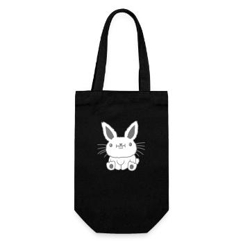 Seated little kawaii rabbit - Gift Bag for Bottles - black - Front