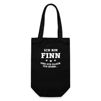 ich bin Finn und ich glaub ich spinn - Geschenkbeutel für Flaschen - Schwarz - Vorne
