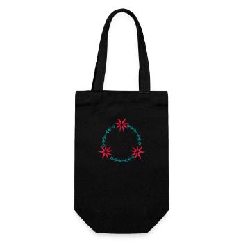Weihnachtskranz aus Weihnachtsstern - Geschenkbeutel für Flaschen - Schwarz - Vorne