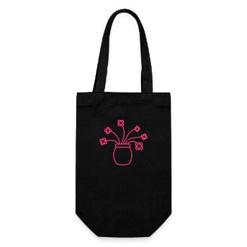 Viele Lila Blumen in Vase Dekorativ Muster Design - Geschenkbeutel für Flaschen - Schwarz - Vorne