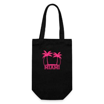 Miami USA 2 Palmen Strand Sonne Amerika Reise Cool - Geschenkbeutel für Flaschen - Schwarz - Vorne