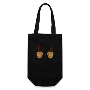 Fourchette couteau coutellerie nourriture aller faim - Sac à bouteille - noir - Devant