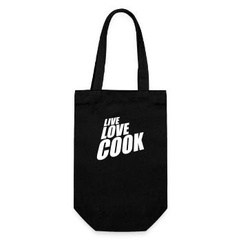 Live Love Cook Leben Liebe Kochen Küche Meister - Geschenkbeutel für Flaschen - Schwarz - Vorne