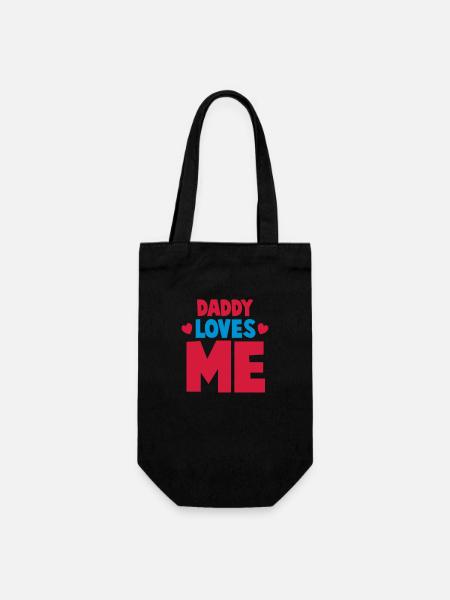 DADDY loves me! with cute little love hearts - Gift Bag for Bottles - black