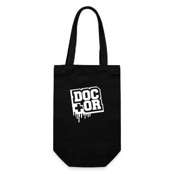 Arzt, Krankenhaus, Medizinische Klinik, Arbeiter, Text, Logo - Geschenkbeutel für Flaschen - Schwarz - Vorne