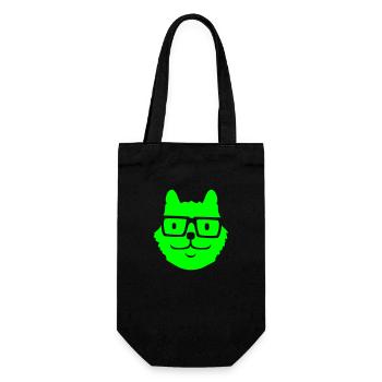 Schlaue Nerd Katze Hornbrille Geek Kätzchen Brille - Geschenkbeutel für Flaschen - Schwarz - Vorne