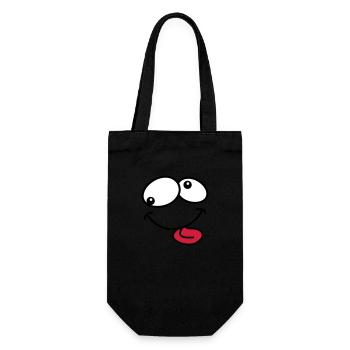Stupide Crazy Grimace Comic Cartoon Face - Sac à bouteille - noir - Devant