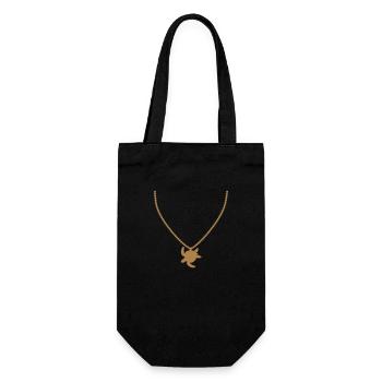 jewelry necklace gold sea turtle silhouet - Gift Bag for Bottles - black - Front