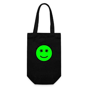 Smiley aux yeux étoilés | Graphique vectoriel - Sac à bouteille - noir - Devant