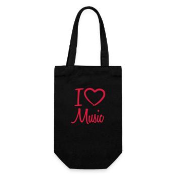 I Love Music Musik Liebe Herz Symbol Spruch Text - Geschenkbeutel für Flaschen - Schwarz - Vorne