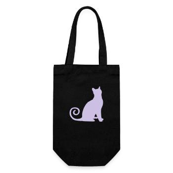 katze silhouette - Geschenkbeutel für Flaschen - Schwarz - Vorne