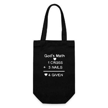 Gods Math 1 Cross + 3 Nails, 4 Given - Gift Bag for Bottles - black - Front