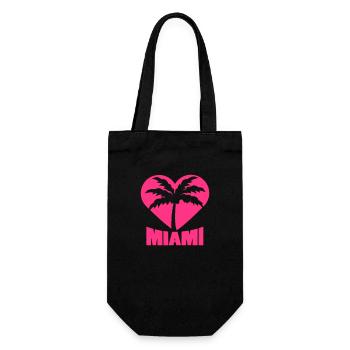 I Love Miami Beach USA Herz Palme Amerika Liebe - Geschenkbeutel für Flaschen - Schwarz - Vorne