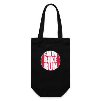 round circle logo swim bike run text triathlon sport - Gift Bag for Bottles - black - Front