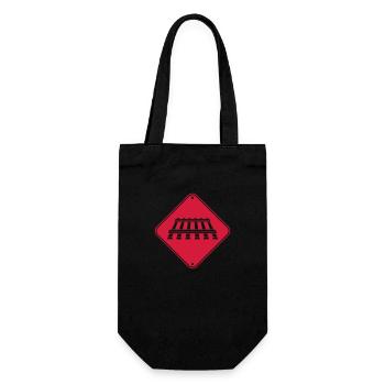 Caution track sign - Gift Bag for Bottles - black - Front