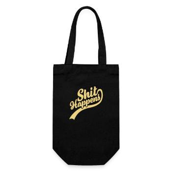 Shit happens lettering Quote - Gift Bag for Bottles - black - Front