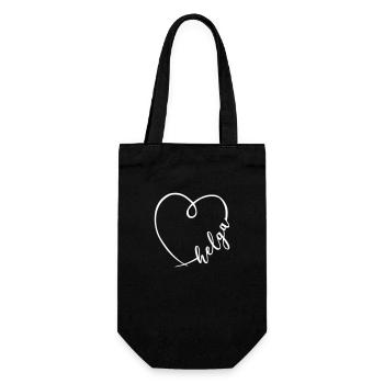 Helga Name Calligraphy Heart - Gift Bag for Bottles - black - Front