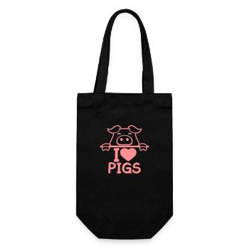 I Love Pigs Pigs Heart Piggy Love - Gift Bag for Bottles - black - Front