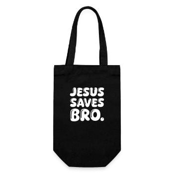 jesus saves bro - Geschenkbeutel für Flaschen - Schwarz - Vorne
