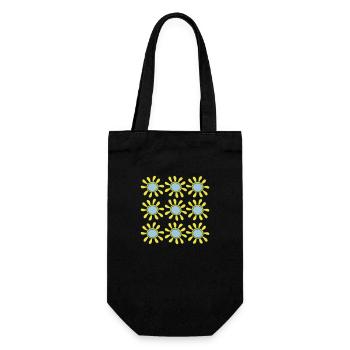 Viele Kleine Sonnenblumen Sonnen Blumen Muster - Geschenkbeutel für Flaschen - Schwarz - Vorne