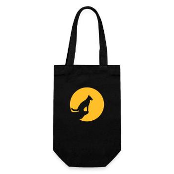 Dog Moon Wolf Cliff Night Sun Silhouette Mountain - Gift Bag for Bottles - black - Front