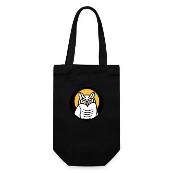 Owl Bird Eagle Owl Sun Moon Night Full Moon Round Logo - Gift Bag for Bottles - black - Front
