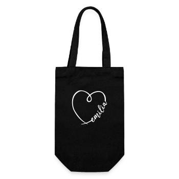 Emilia Surname First Name Calligraphy Heart Name Day - Gift Bag for Bottles - black - Front