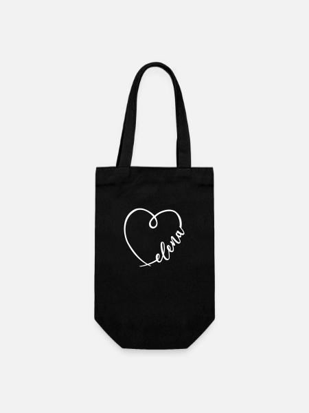 Elena Nom calligraphie coeur - Sac à bouteille - noir