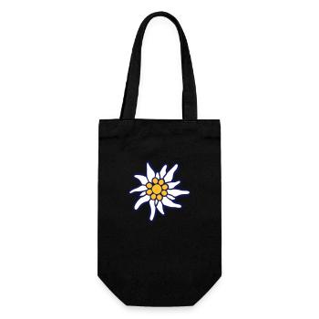 Weiße Alpen Edelweiß Blume Bergblume Berge Wandern - Geschenkbeutel für Flaschen - Schwarz - Vorne