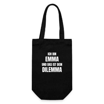 Ich bin Emma und das ist dein Dilemma. - Geschenkbeutel für Flaschen - Schwarz - Vorne