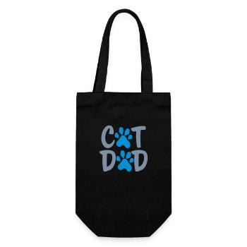 Pfote Logo Cat Dad - Geschenkbeutel für Flaschen - Schwarz - Vorne