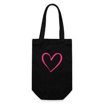 Herz Pink - Geschenkbeutel für Flaschen - Schwarz - Vorne