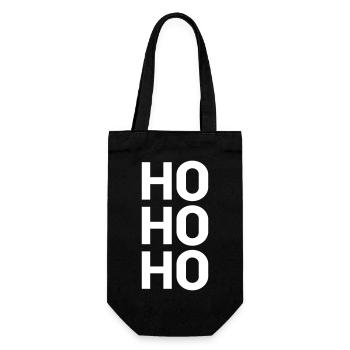 Ho Ho Ho Hohoho Weihnachtsmann Weihnachten lustig - Geschenkbeutel für Flaschen - Schwarz - Vorne