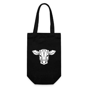 Calf Polygon - Farmer Design - Gift Bag for Bottles - black - Front
