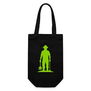 Farmer Silhouette - Geschenkbeutel für Flaschen - Schwarz - Vorne
