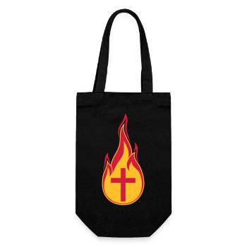 fire flames hot burn burned torch loder - Gift Bag for Bottles - black - Front