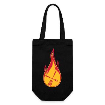 barbecue fire flames hot burn food grill - Gift Bag for Bottles - black - Front