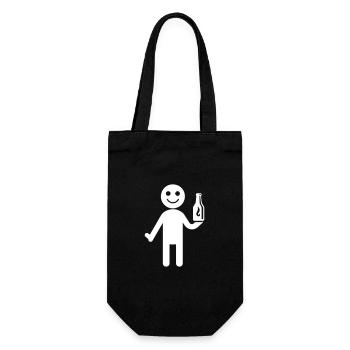 Bière buvant Figurine bâton - Sac à bouteille - noir - Devant