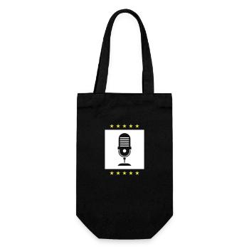 Podcast Logo Mikrofon - Geschenkbeutel für Flaschen - Schwarz - Vorne