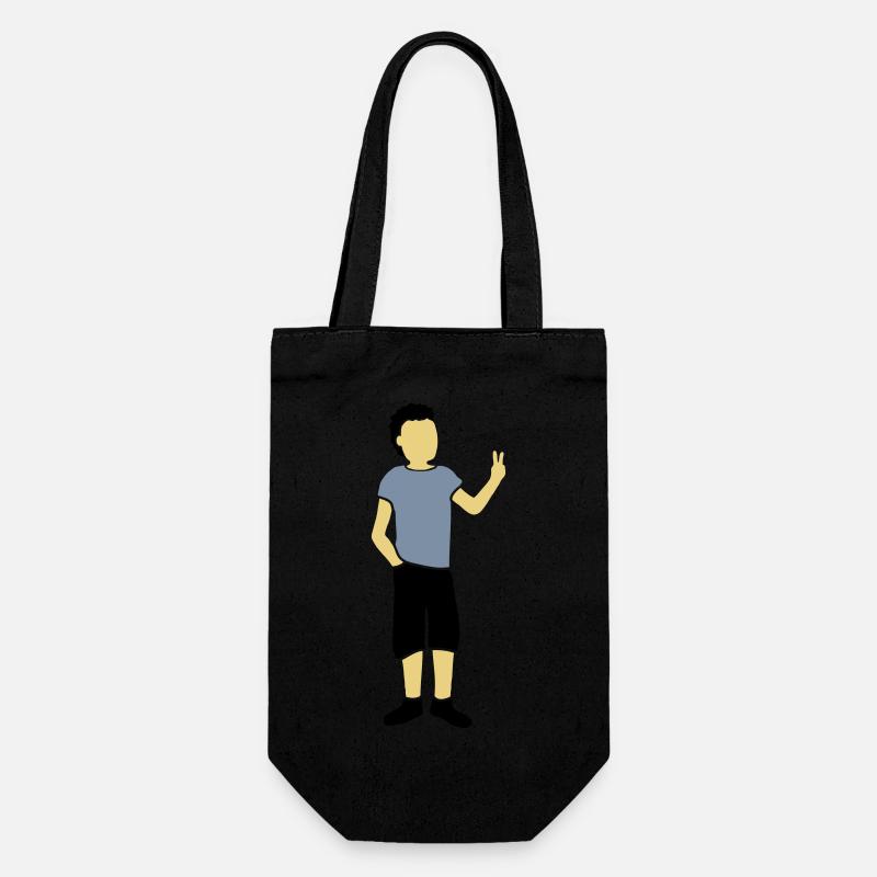 Jungendlicher Silhouette Peace Zeichen - Geschenkbeutel für Flaschen - Schwarz