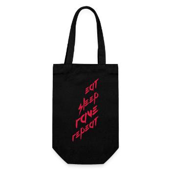 Eat Sleep Rave Repeat Essen Schlafen Raven Spruch - Geschenkbeutel für Flaschen - Schwarz - Vorne
