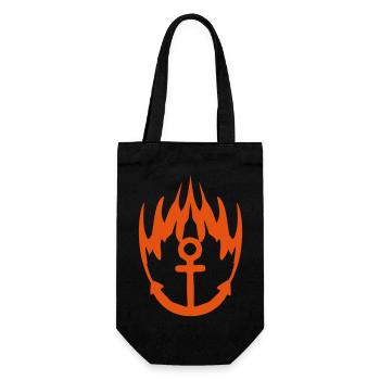anker feuer flammen heiss tattoo boot schiff schwi - Geschenkbeutel für Flaschen - Schwarz - Vorne