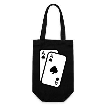 Karten Pik Ass Spielkarten Poker - Geschenkbeutel für Flaschen - Schwarz - Vorne