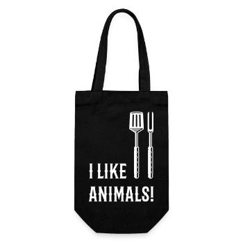 J’aime les animaux! (Grill couverts / Blanc) - Sac à bouteille - noir - Devant