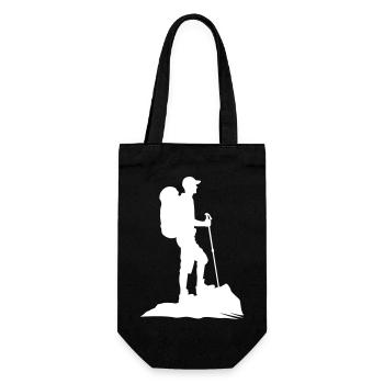 Wander Wanderer Wanderung - Geschenkbeutel für Flaschen - Schwarz - Vorne
