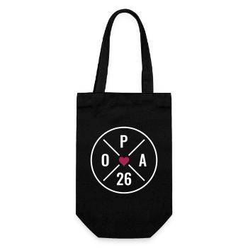 Opa 2026 - Herz - Baby Ankündigung - Opa 26 - Geschenkbeutel für Flaschen - Schwarz - Vorne