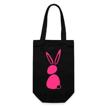 Hase Kaninchen Häschen Cartoon Silhouette niedlich - Geschenkbeutel für Flaschen - Schwarz - Vorne