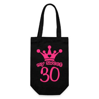 My Sweet 30 Geburtstag Krone Lustig - Geschenkbeutel für Flaschen - Schwarz - Vorne